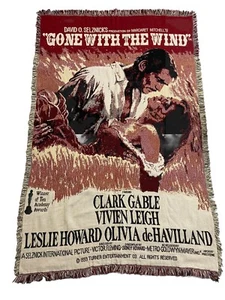 Vintage Gone With The Wind Movie Poster Couch Throw Blanket Clark Gable Vivien - Picture 1 of 4