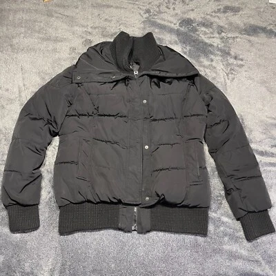 Chaqueta acolchada bombardero azul marino antigua para mujer L negra cuello tortuga abrigo de invierno esquí Foto 1 de 4