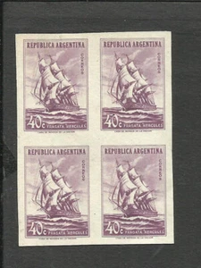 ARGENTINA, CAT GJ # 1077, BLOCK OF 4, PROOF, IN LILAC - Picture 1 of 1