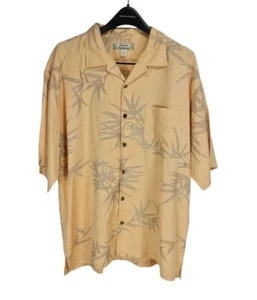 Camicia Tommy Bahama uomo taglia XL 100% seta floreale giallo hawaiano manica corta - Foto 1 di 5