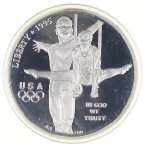 Proof 1995 Olympic Gymnastics - US Commemorative 90% Silver Dollar - Picture 1 of 2