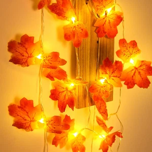 Autumn Maple Leaf Lights 10ft 20 LED Battery Powered Fairy Lights for Decor - Picture 1 of 1