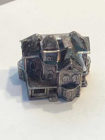 Miniature Tiny Artist Obadiah Fisher Sterling Silver Signed Victorian House Cover