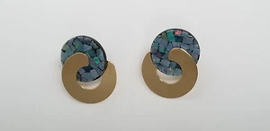 14K massives Gelbgold PBD Peter Brams Mosaik Opal zusammengesetzte Ohrringe 3,6 g - Bild 1 von 14