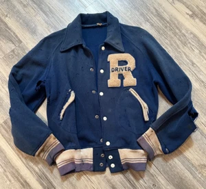 Vintage 30er 40er Wolle Letterman Jacke Varsity Busfahrer Ruxton TX schlechter Zustand - Bild 1 von 16