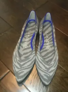 Rothy’s Gray Zebra Womens Retired Flats Pointed Toe Shoes Sz 6.5 Limited Edition - Picture 1 of 10