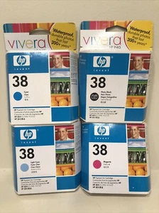 Lot of 4 Mixed Colors Genuine HP Vivera Ink 38 Expired Nov 2008 Sealed BRAND NEW - Picture 1 of 6