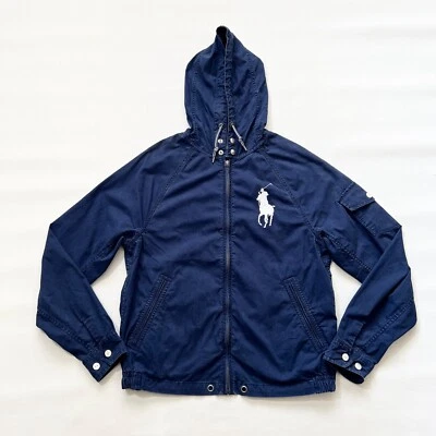 $395 Para hombres POLO RALPH LAUREN Azul Marino Grande Cosido Logo Capucha Blusa Chaqueta Pequeña Foto 1 de 4
