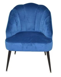 Polstersessel mit Beinen aus Stahlrohr, blau Wohnzimmersessel Sessel - Bild 1 von 4