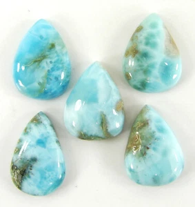 40.60 Ct Natural Larimar Pectolite Gemstone 17-18 mm Cabochon 5 Pcs Lot - 64331 - Picture 1 of 5