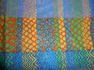 Fabric Psychedelic Rainbow Remnant Craft Cotton 1960s Blue Purple Orange 35" 180 - Picture 1 of 8