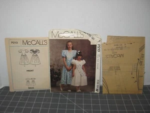 McCalls P213 Girls Dress Size 10 12 14 Short Sleeves Calf Length Formal Party - Picture 1 of 4