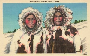 Postcard Native Eskimo Girls Alaska AK - Picture 1 of 2