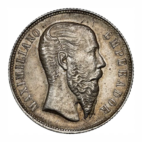 1866, Mexico, Maximilian I of Austria. Rare Silver 50 Centavos Coni. NGC AU-58! Cover