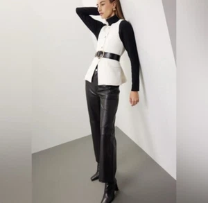 Veda Reformation Lamb Leather Straight Leg Pants Black Size 4 - Picture 1 of 8