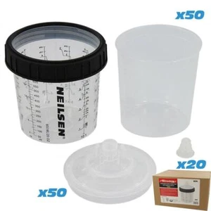 Neilsen Disposable Paint Sprayer Spray Gun Mixing Liners & Lid Kit Cup 600ml - Picture 1 of 4