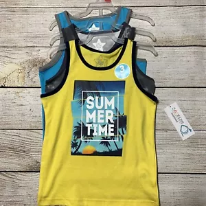 boys size 4 tank tops. NWT! 365 Kids By Garanimals. 3 Tanks - Yellow, Blue, Gray - Picture 1 of 3