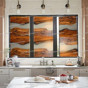 Smoky Clear Epoxy Wall Panel Wooden Kitchen Wall Decor Modern Panel Interior Art - Picture 1 of 3