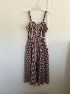 Vintage 70s Gunne Sax Boho Brown Calico & Lace Sleeveless Sundress Dress 13