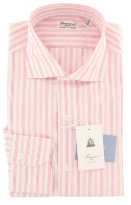 Рубашка хлопковая Finamore Napoli розовая в полоску - очень тонкая - (FC) - Изображение 1 из 4