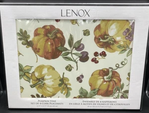 LENOX Cork Placemats Thanksgiving Pumpkin Fall Vines NEW sealed box (SET OF 4) - Picture 1 of 7