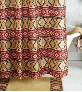 Southwest Rustic Ranch Fabric Shower Curtain Aztec Country Western - Picture 1 of 6