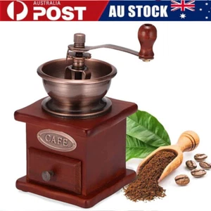 Vintage Antique Wooden Hand Crank Coffee Grinder Portable Manual Coffee Maker - Picture 1 of 13