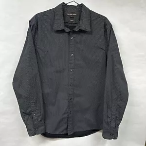 Michael Kors Men’s Button Up Shirt Black Polka Dot Large Long Sleeve - Picture 1 of 13