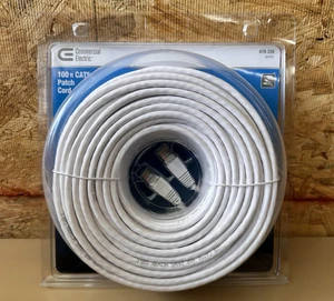 3-Pack NEW Commercial Electric 676 339 White 100Ft CAT5e Patch Ethernet Cable - Picture 1 of 4