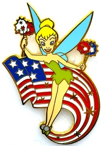 Prendedor comercial Disney 2004 - Tinker Bell con bandera americana y Sparklers Peter Pan - Imagen 1 de 2