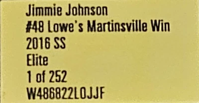 JIMMIE JOHNSON 2016 #48 LOWE'S MARTINSVILLIE RACED WIN ELITE - Image 1 of 4