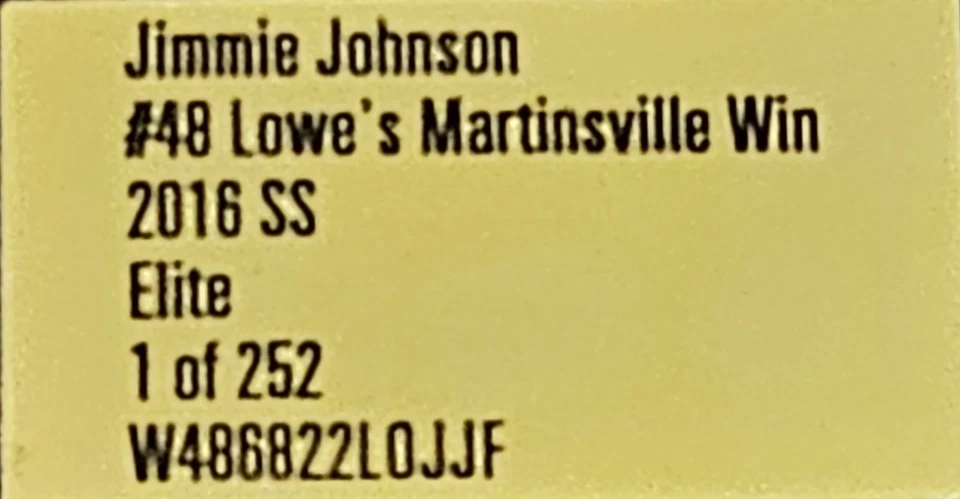 JIMMIE JOHNSON 2016 #48 LOWE'S MARTINSVILLIE RACED WIN ELITE - Image 1 of 4