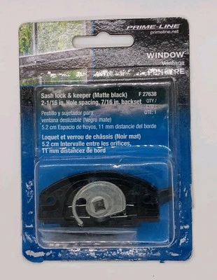 Prime Line Sash Lock & Keeper F 27638 preto fosco pacote danificado 2 1/16" e 7/16 - Imagem 1 de 2