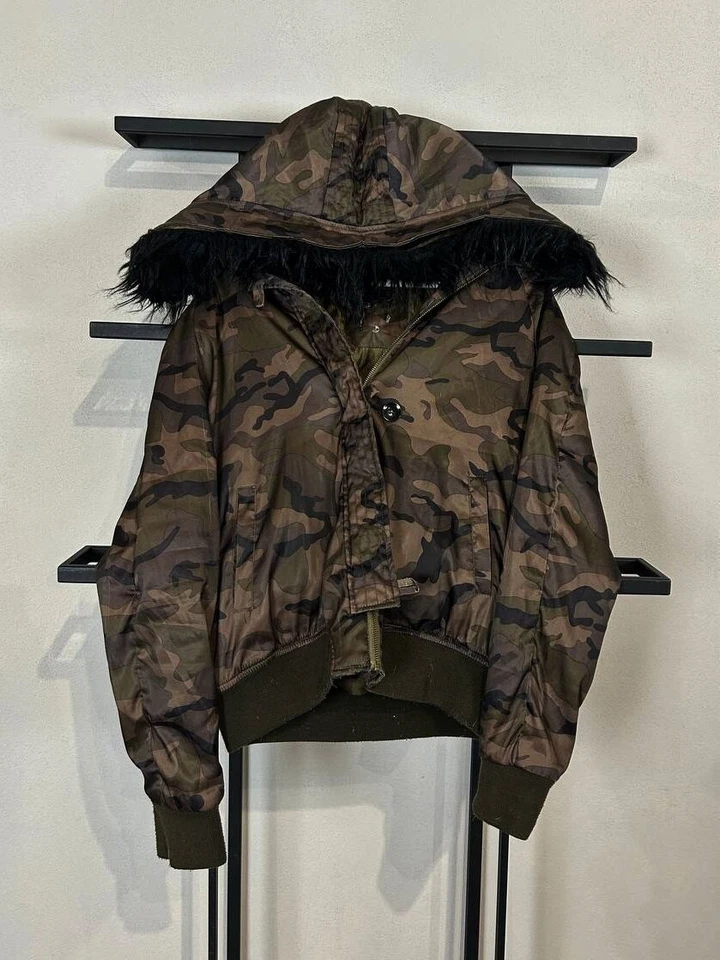 VTG Japanese Hysteric Style MILITARI Fur Hooded Bomber Jacket 90s Y2K - Image 1 of 4