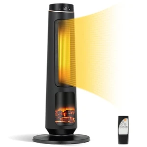 1500W Electric Space Heater w/ 3D Realistic Flame Effect & 2 Heat Settings Black - Picture 1 of 9