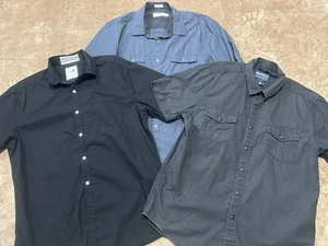 3 Men Button Shirt Bundle Colours Alexander Julian American Rag CK Black Blue - Picture 1 of 7