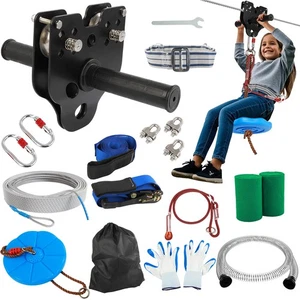 100FT Zipline for Backyard Kids and Adults Up to 400 lbs-Zipline Trolley Outdoor - Picture 1 of 9