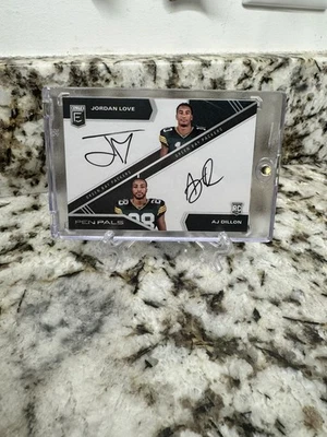 2020 Donruss Elite #PPD-3 Jordan Love AJ Dillon Pen Pals Rookie Auto Black Ink - Image 1 of 2