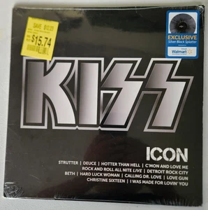 KISS ICON Silver Black Splatter Color Vinyl LP Walmart Exclusive Album NEW - Picture 1 of 2