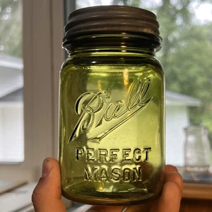 Antik Olivgrün 1910-1923 Kugel Pint Glas Perfekte Einmachflasche starke Farbe - Bild 1 von 12