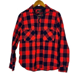 Chaqueta Camisa J Crew Buffalo Cuadros Franela Roja 1/2 Cremallera Talla Mediana - Imagen 1 de 12