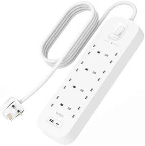 Belkin Surge Protector Power Strip With 8 AC Outlets USB-C & USB-A Port New - Picture 1 of 4
