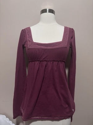 Abercrombie And Fitch Y2K Burgundy Long Sleeve babydoll top Medium - Image 1 of 4