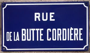 Old French enamel street sign plaque rue de la Butte Cordiere roper hill Etampes - Picture 1 of 1