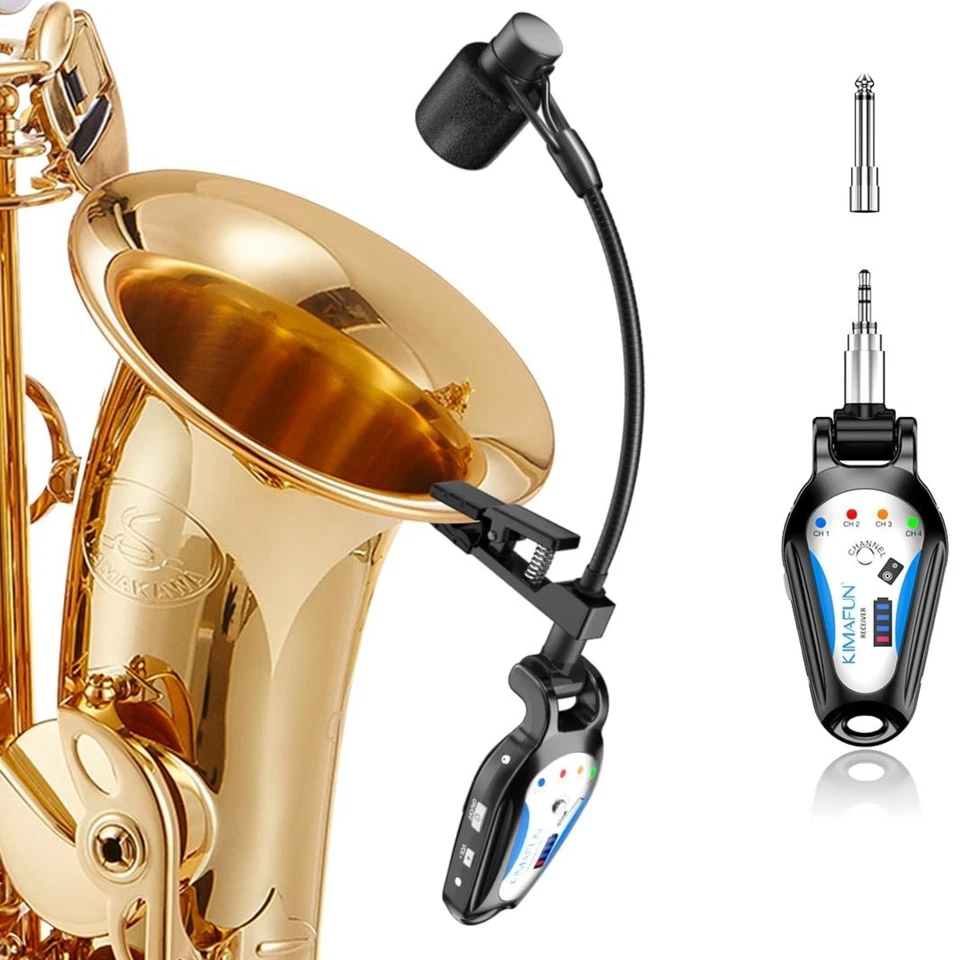 Wireless Saxophone Microphone system clip on Sax Tuba Trumpet Instrument 2.4G - Image 1 of 4