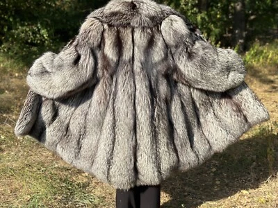Abrigo de zorro abrigo de piel de zorro piel de zorro plateado para coat fox Giacca en pelliccia Foto 1 de 4