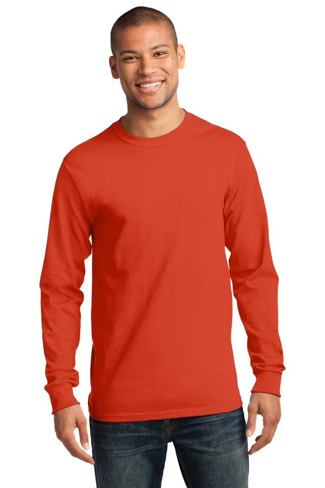 Port & Company PC61LST Mens Big & Tall Long Sleeve Essential Crew Neck T-Shirt - Image 1 of 3