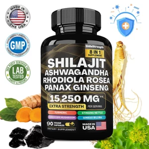 8 in 1 Supplement Shilajit Turmeric Ashwagandha Ginger Cordyceps - 15,250 Mg - Picture 1 of 17