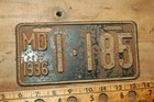 Harley Knucklehead VLH 45 Maryland Motorcycle License Plate Tag Fender 1936 OEM
