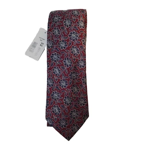 Roundtree & Yorke Extra Long Mens Neck Tie 100% Silk Red Blue Flowers 63 X 3.25 - Picture 1 of 13